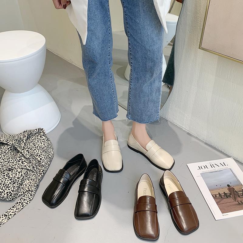 Spring New Style Vintage Flats Women's Shoes Single Strap British Style Leisure Shoes Toe Shape Other Rubber Upper Material