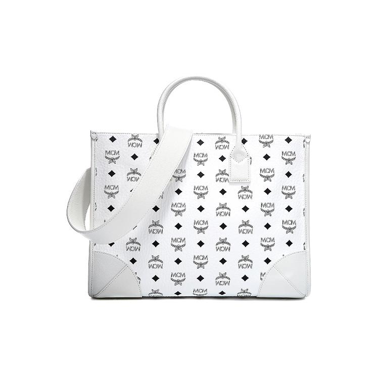 New MCM München Visetos Artificial Leather Combo Bag Handbag Large Women's White MWTCSBO02WT001