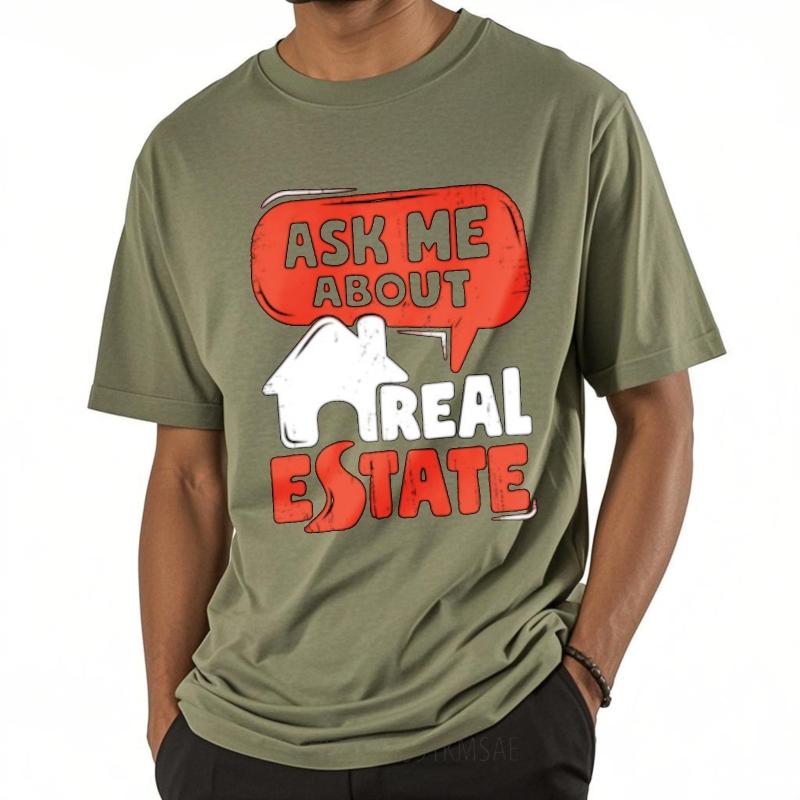 

Short Sleeve Shirt Breathable short sleeve t shirt Brand Ask Me About Real Estate Everyday For men tops Oversized Tshirt 4XL