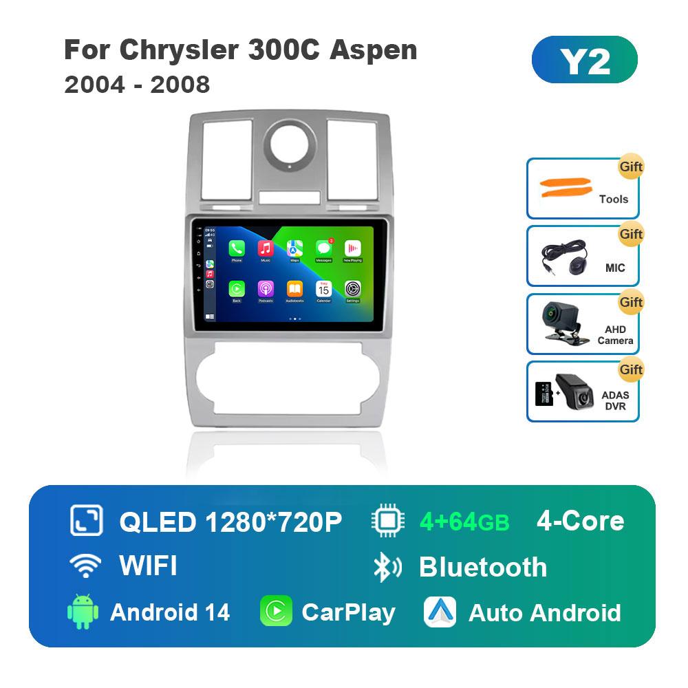 Navigation GPS 4G for Chrysler 300C Aspen 2004 - 2008 BT Touch Screen WiFi Android 14 System Car Video Multimedia Player
