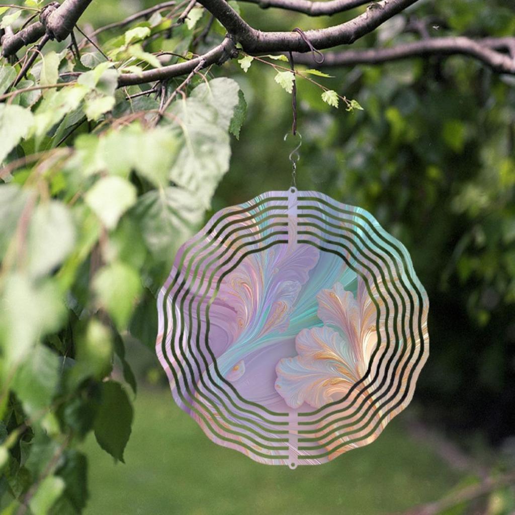 10 Inch Bohemian Style Metal Wind Chime with Rotating Hook Mandala Design for Garden Patio Yard Decor Holiday Gift for Family Friends