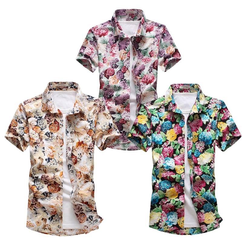 Stylish Summer Casual Floral Short Sleeve Shirt For Men In Plus Sizes With Comfortable Fit
