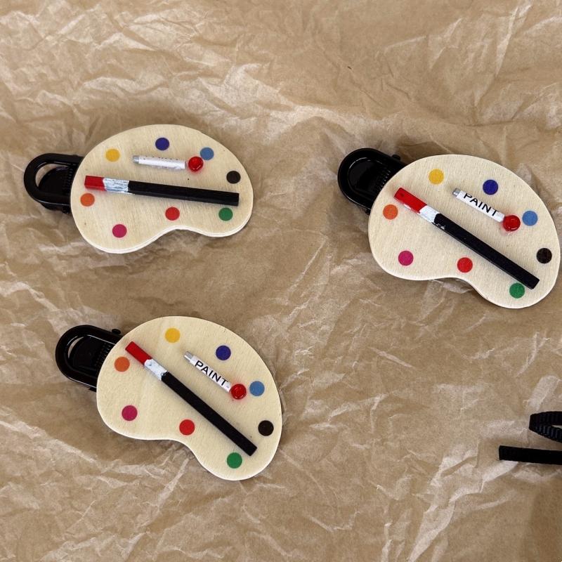 

3 шт./набор Новая заколка для волос Милая Креативная Канцелярия Масляная Живопись Кисть Зажим для Челки Аксессуары для Волос Зажим бежевый