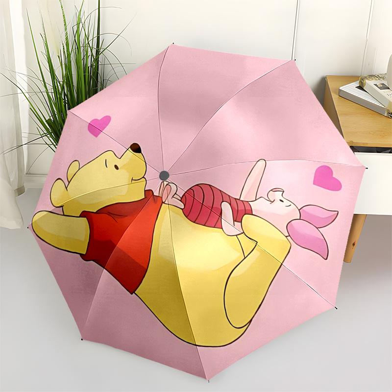 

Winnie and friends Themed Travel Umbrella-8 Ribs Automatic Opening and Closing, Portable Folding Design, Compact and Stylish Umbrella