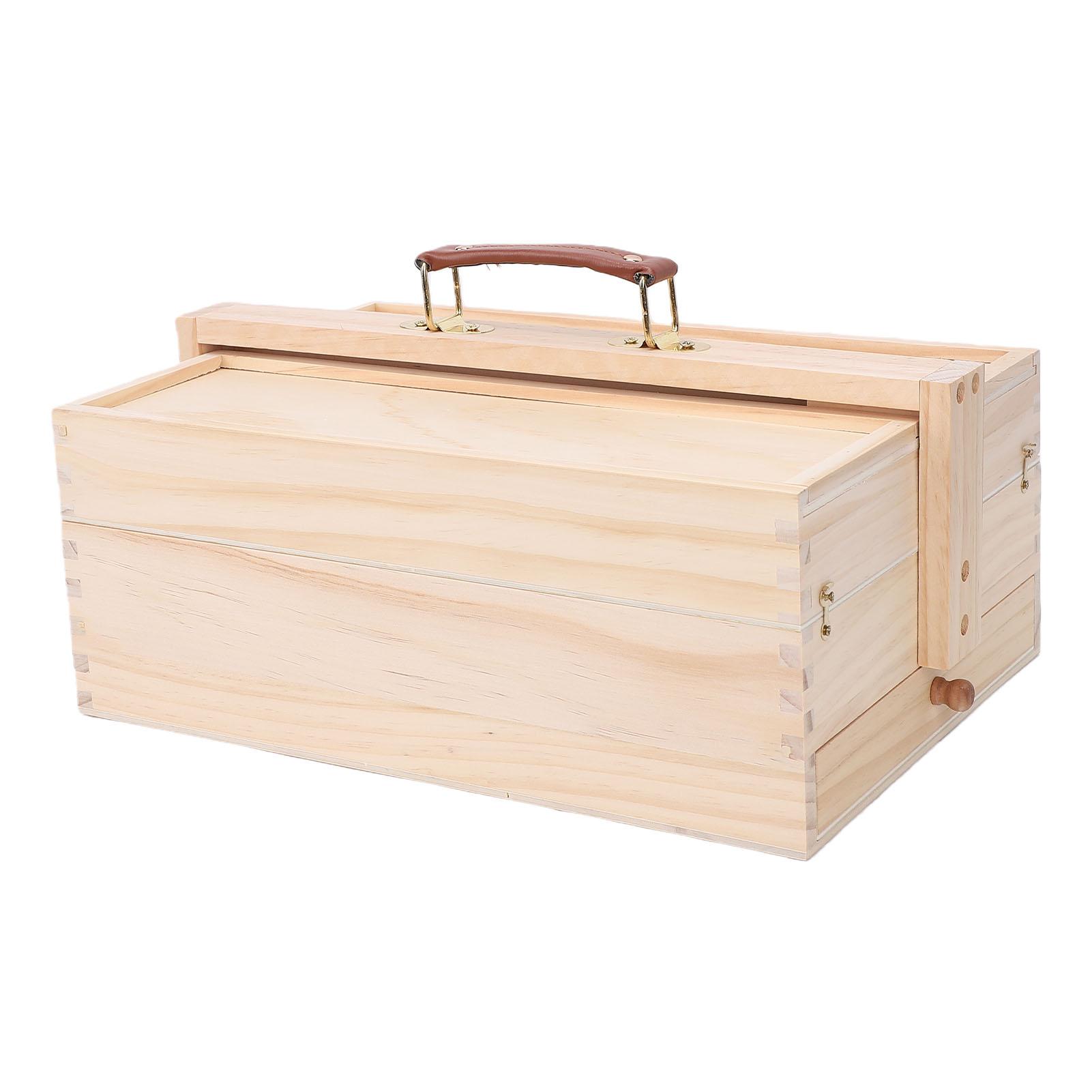 

Artist Tool Storage Box Multi Functional Wooden Art Supply Organizer Box with Drawer for Home School Studio