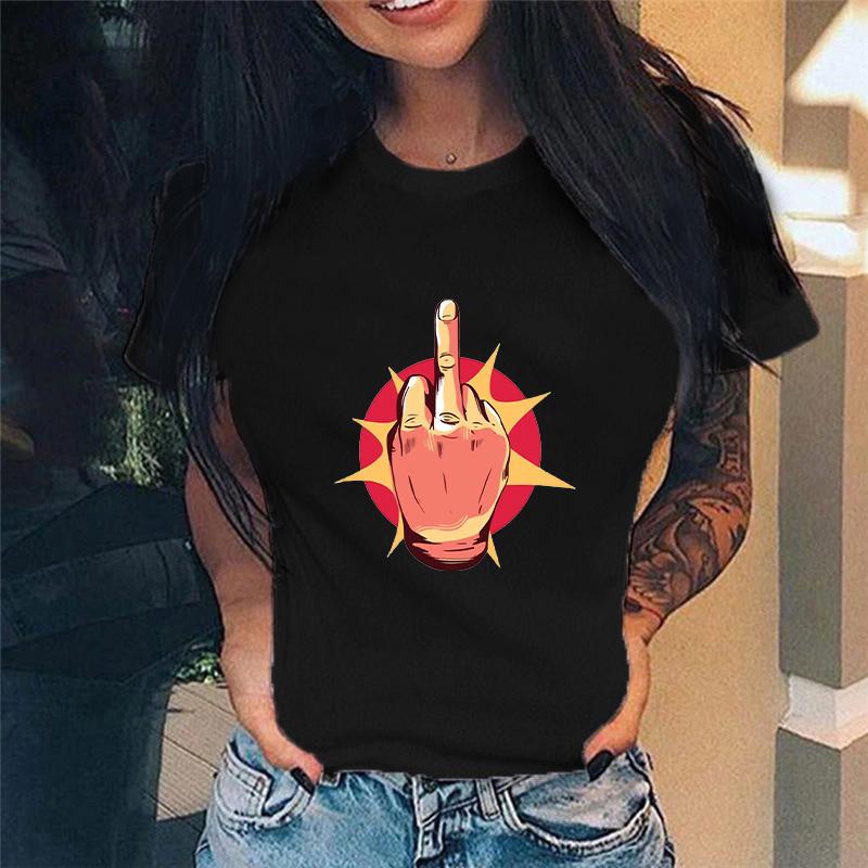Funny Middle Finger Nail Graphic T Shirt for Men Clothing Casual Women Clothes Unisex Loose T-shirt Fashion Streetwear Tee Shirt