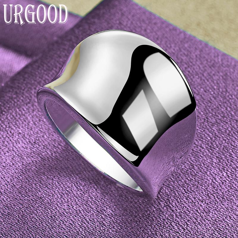 Anillo cóncavo liso de plata de ley 925, joyería de moda