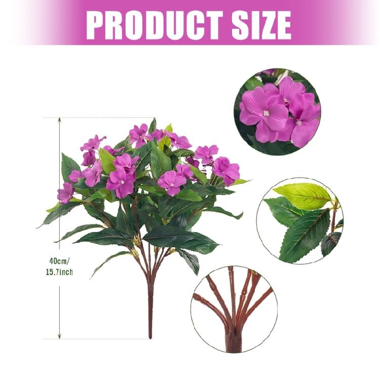 Pack of 2 Artificial Impatiens Balsamina Flowers Realistic Floral Arrangements Silk Stems for Tabletop Displays