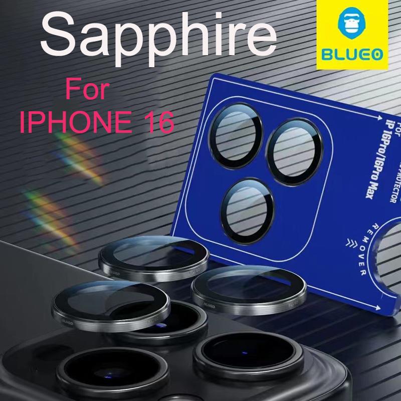 Blueo Sapphire Material For iPhone 16 Pro Max Camera Lens Protector, Metal Anti Scratch Cover for iPhone 16 Pro Lens Protector