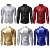 Lapel Long Sleeve Single-breasted Slim Fit Stage Shirt Men Shining Sequins Stage Show Shirt Streetwear