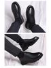 Men's Black Leather Derby Shoes, Casual Spring Style with Thick Soles, Low-Top Formal Wedding Martin Boots.