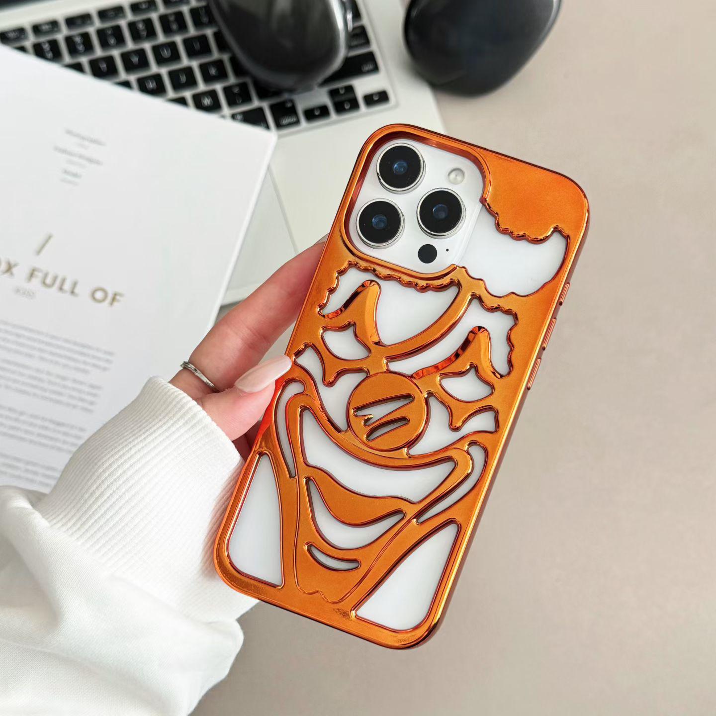 iPhone 17 Pro Max Electroplated Joker Case - Hollow Design, Frosted Heat Dissipation, Drop Protection. iPhone 12 Pro Max