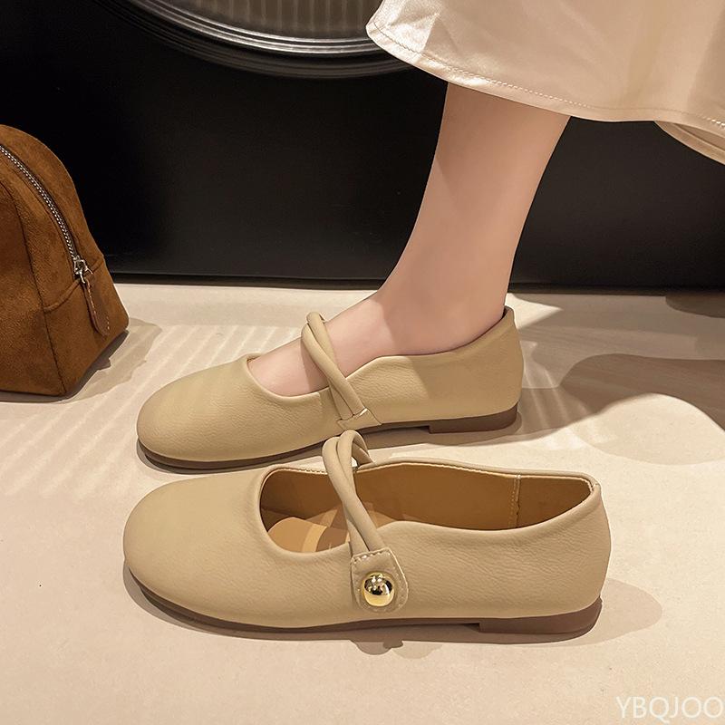 Fashion Low heeled elegant square toe flat shoes for spring summer new soft soled cute round toe casual versatile women's single shoes