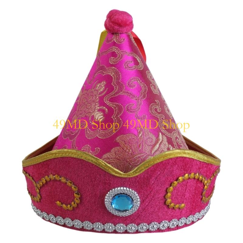 49MD Ethnic Mongolian Hat for Adult Children Dance Costume Caps Stage Props aldult розы красного