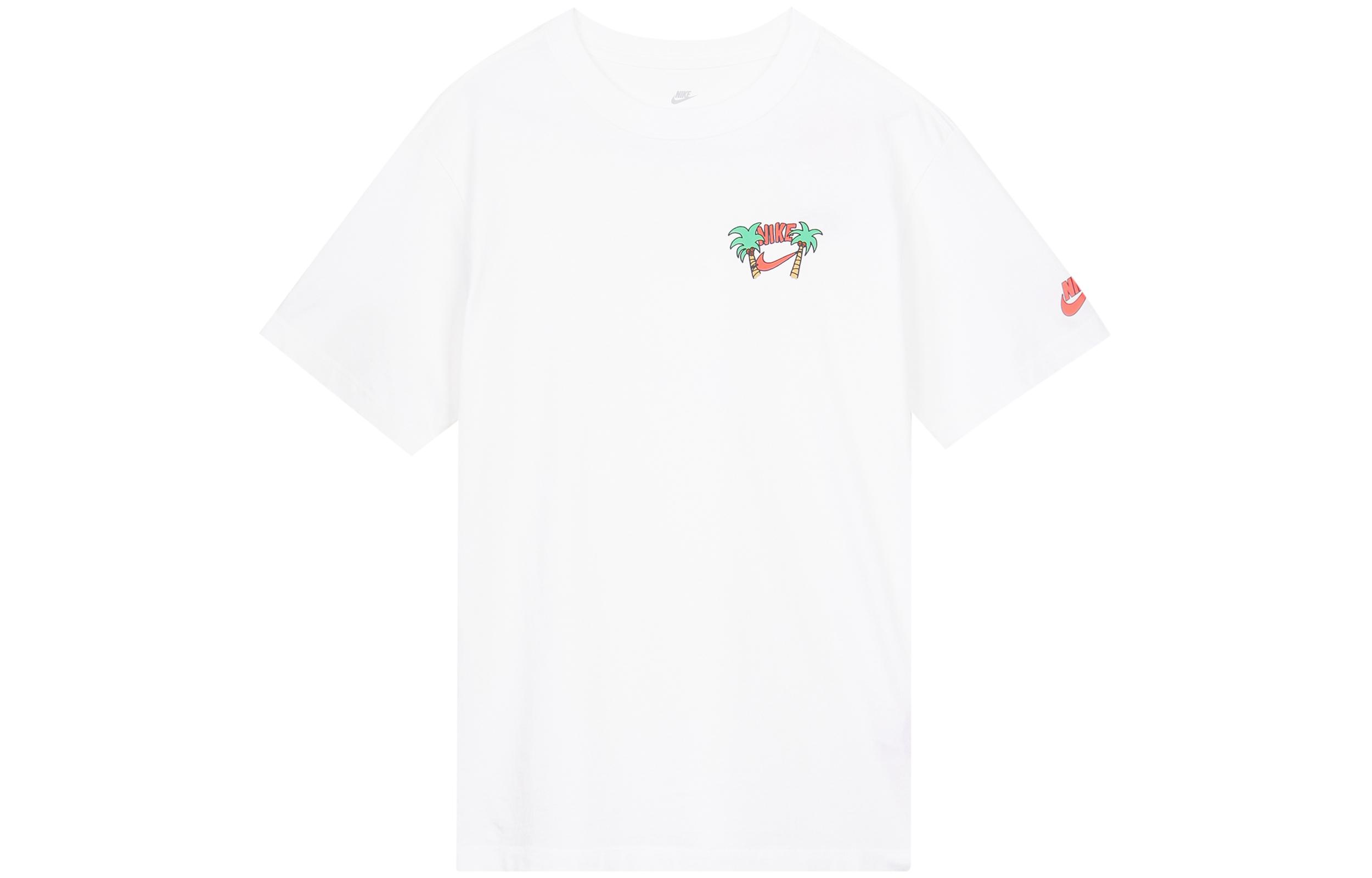 Nike Women ss Botanical Print Retro Loose Fit Crewneck T-Shirt White DV6133-100 XS