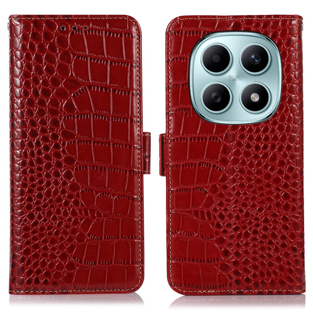 

Для Xiaomi Poco M8 5G/Redmi Note 15 5G (Глобальний) Чохол-гаманець з блокуванням RFID, текстура крокодила, натуральна коров яча шкіра, чохол для телефону