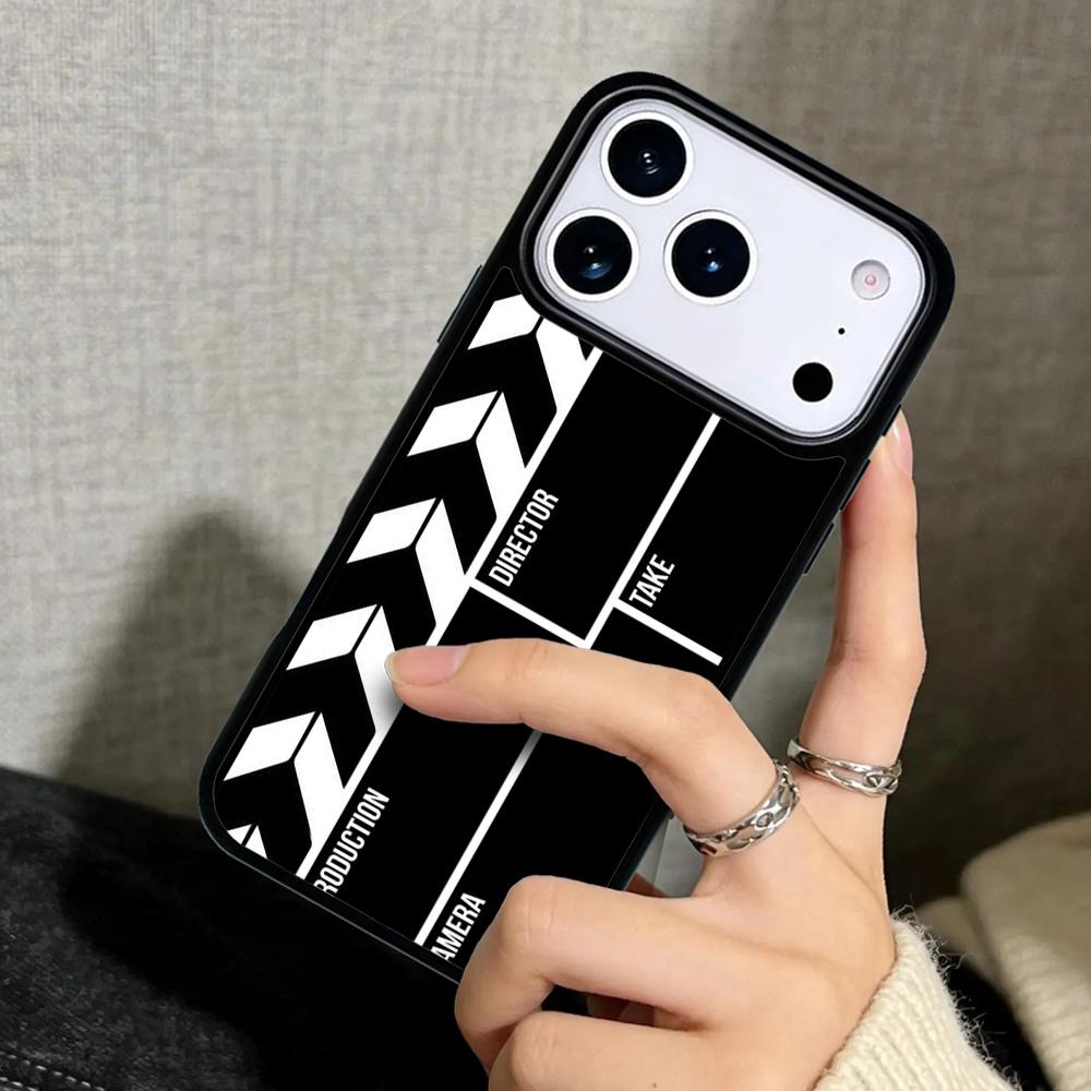 Capa Case for iPhone 17 Air 16 Pro Max 15 Plus 11 13 Mini 14 12 Back Phone Cover Film Movie Clapperboard Clapper Board