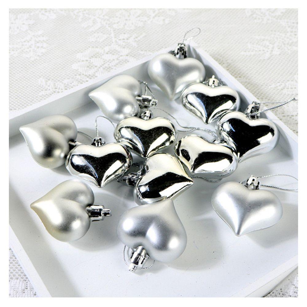 

Home Party Decoration Christmas Tree Pendant Valentine s Day Heart Baubles Christmas Ornament срібний