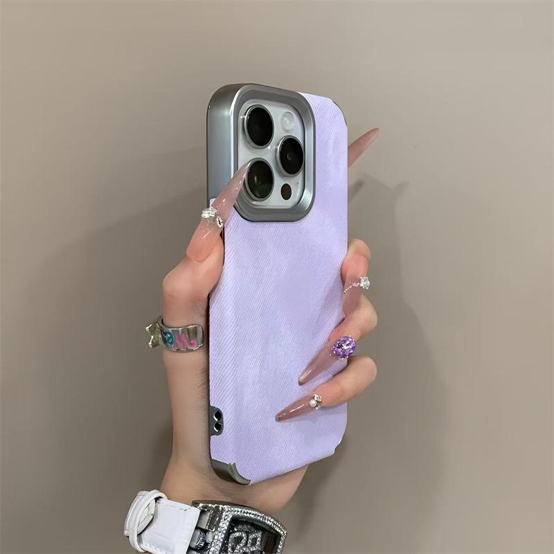 Electroplated Denim Texture iPhone 17 Pro Case, Full Coverage for Apple 16 Pro, 14 Pro, and 15 Pro Retro.