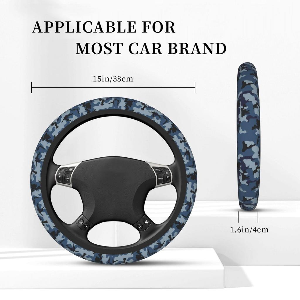 Asamike Steering Wheel Cover, S Size, Car Steering Wheel Cover, Stylish, Adorable Camouflage, Camouflage,