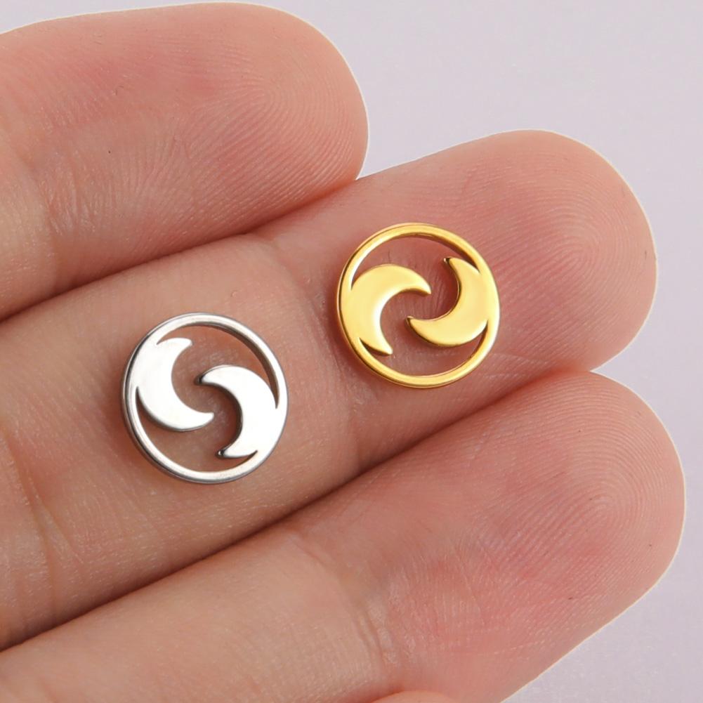 Teamer 5pcs Stainless Steel Charms for Jewelry Making DIY Accessories Sun Star Heart Moon Pendant for Bracelet Necklace Earrings