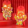 3D Cartoon Dragon Red Envelope Golden Chinese Character Thick 2024 Year of The Dragon New Year Spring Festival Red Packet Money Cash Bag