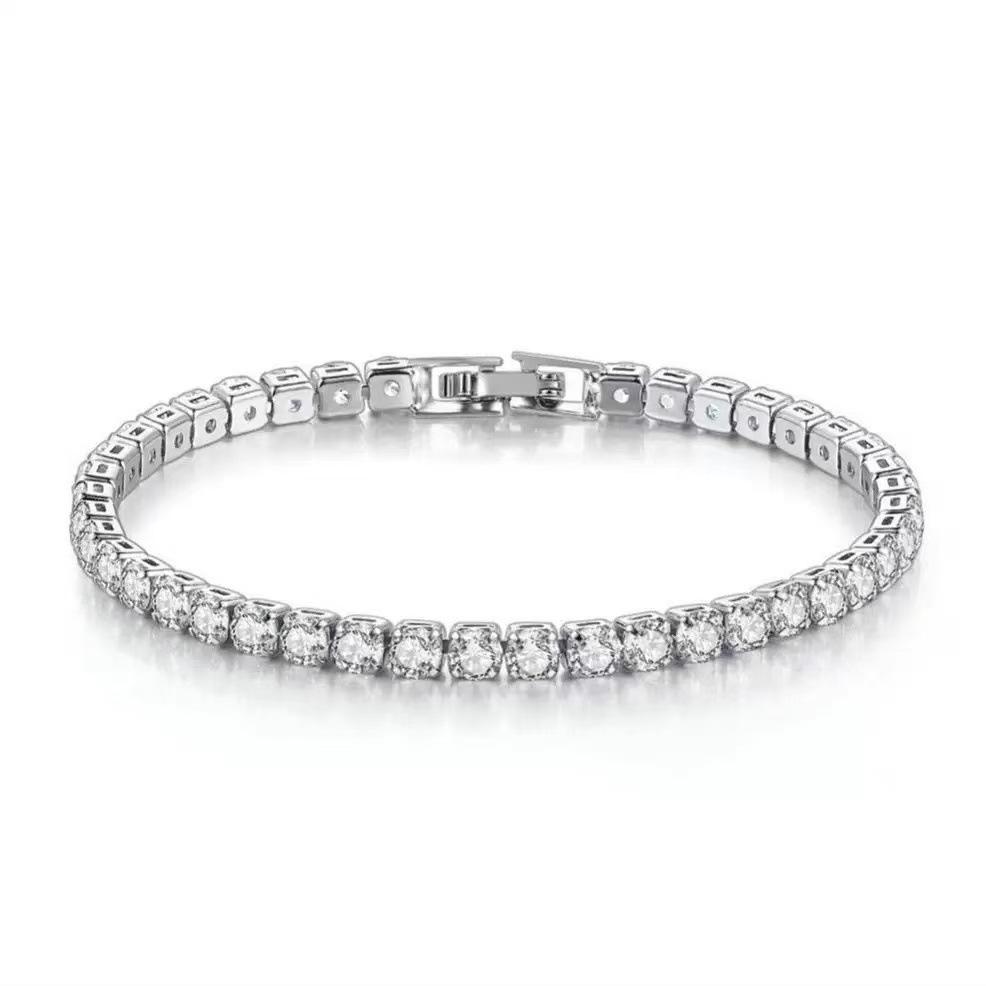 4mm Inlaid Zircon Single Row Bracelet Minimalist Ins Style Small Niche Design Adjustable Clasp Jewelry