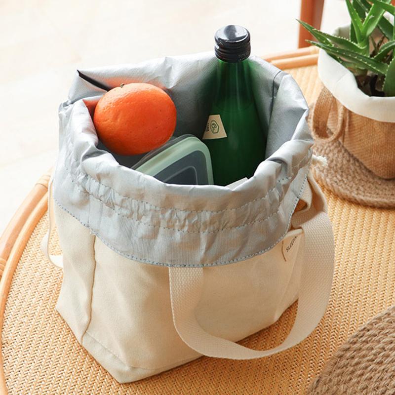 Snøring Lerret isolert lunsjpose Tykk aluminiumsfolie Termisk Bento Box Tote Cooler Håndvesker for kontor utendørs piknik