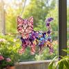 Cat Stained Glass Pendant with Easy Hang Style Suncatcher Acrylic Metal Chain Window