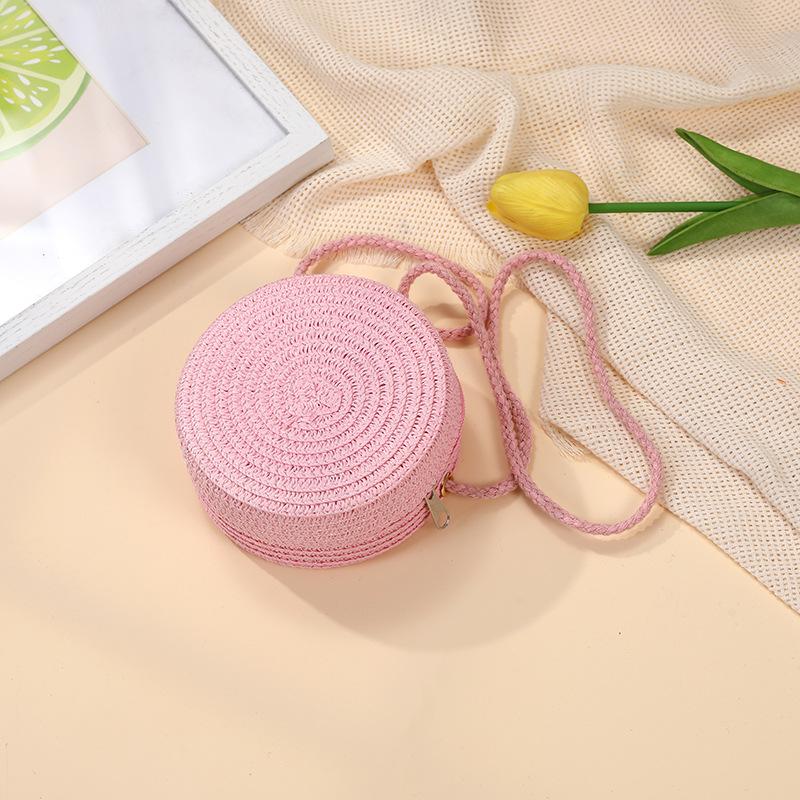 Children's bags Girls messenger bags New summer woven straw bags Seaside vacation girls round shoulder bag