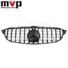 Glossy Black GTR Style Bumper Grille With 3D ABS Star Emblem Logo For Mercedes Benz C-Class W205 2019-21 C180 C200 C300 C43 AMG