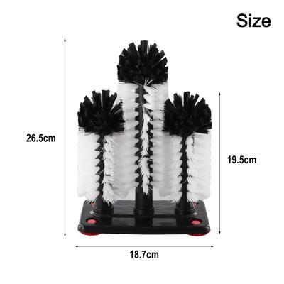 3 Headed For Sink Brush Cleaner with Suction Cup Perfect Tool for Keeping Your Glassware Spotless At Home or Work