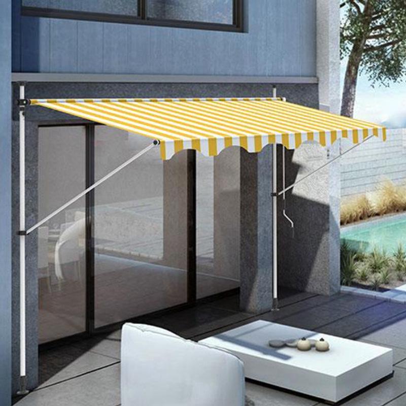 Folding Retractable No-Drill Sunshade: Hand-Crank Balcony & Shop Canopy