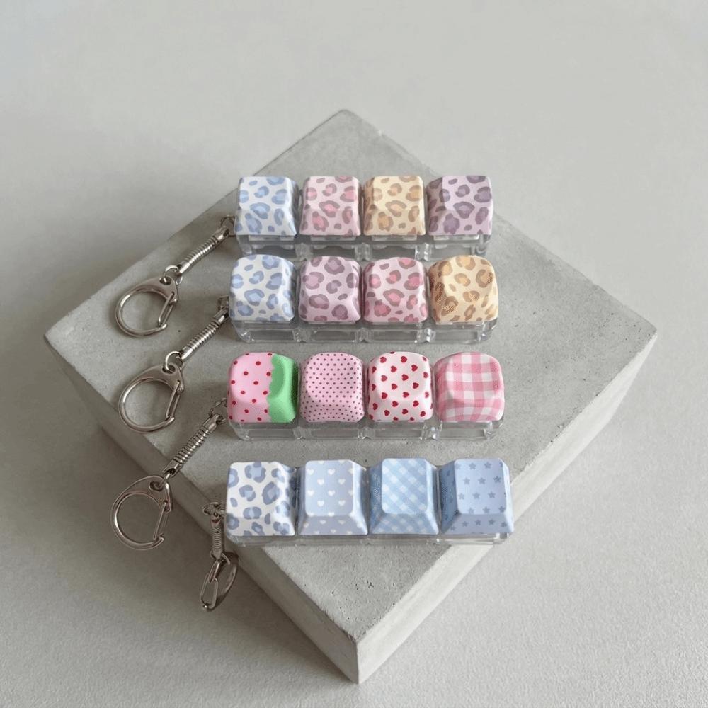 LED Light Decompression Keyring PBT Material Mechanical Keyboard Key Cap Pendant Tactile