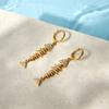 Uworld Vacation Beach Fish Bone With White Rhinestone Earrings For Women PVD Gold Plated Stainless Steel Earring Party Jewelry