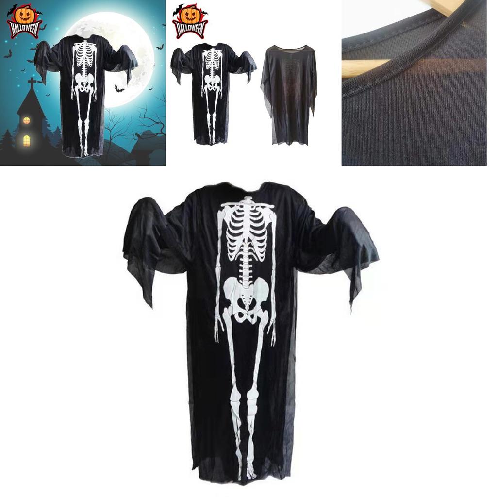 Halloween Skeleton Ghost Fancy Dress Cosplay Costume For Adults And Kids