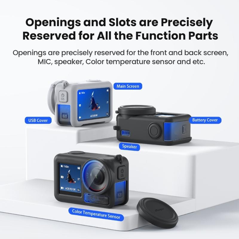 Protective Silicone Skin Case Plus Lens Cover and Lanyard for Action 5Pro Camera Accessories