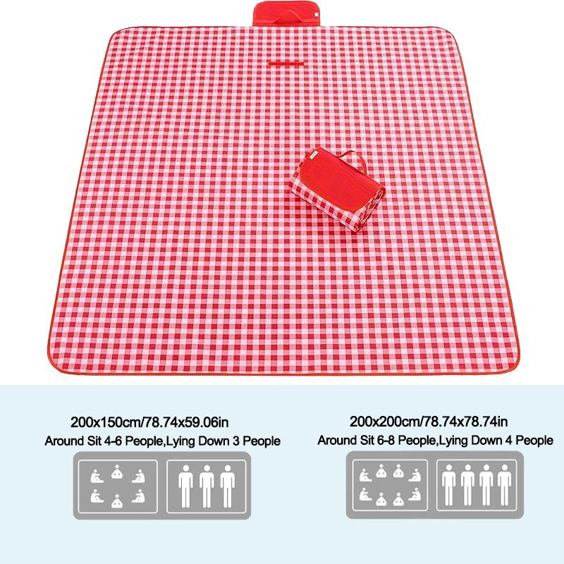 Picnic Blanket Beach MatPortable Travel Outdoor Indoor Family BBQ 150x200cm 200x200cm Sandproof Waterproof Camping Blanket