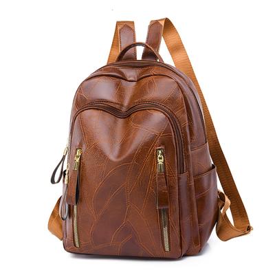 Soft Leather Backpack Women's Outdoor Travel Large Capacity Backpack