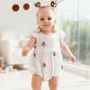 Korean-Style Girls' Summer Bodysuit with Purple Floral Embroidery