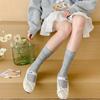 Gray Ballet Style Sweet White Calf Socks Thin Hollow Boneless Long Tube Stack Socks Style Solid Color Socks