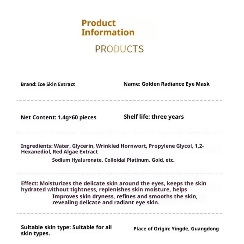 Gold Glittering Moisturizing Eye Mask Moisturizing Fade Eye Lines Fine Lines Dark Circles Moisturizing Eye Patch