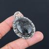 925 Sterling Silver Oval Black Fossil Coral Stone Anniversary Artisan Pendant