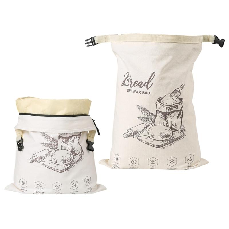 Bees Wax Bread Storage Bag with Elastic Band Food Grade Organic Cotton Wrap For Sourdough Baked Goods Freshness