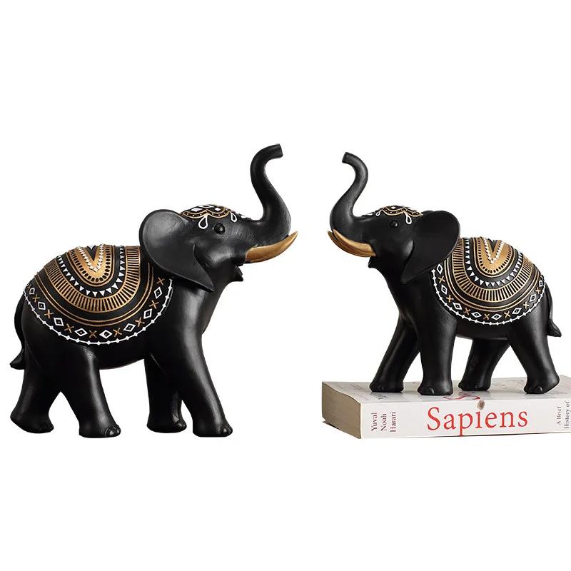 Resin Elephant Statue Luck Elephant Figurine Brings Good Luck Health Strength Ideal for Modern Rustic Living Room Office Bedroom