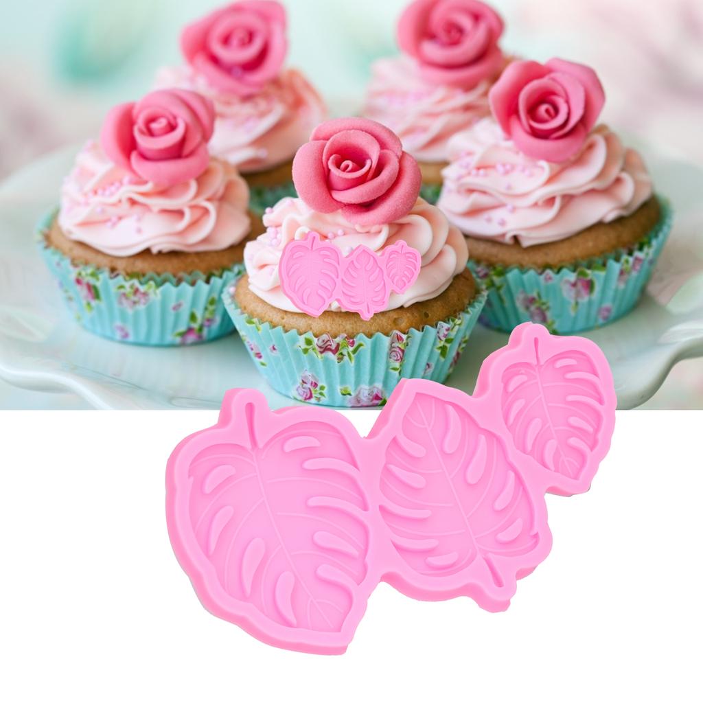 Leaf Mold Food Grade Silicone Nontoxic Cake Ice Cream Mould for Cake Making Baking(Pink )