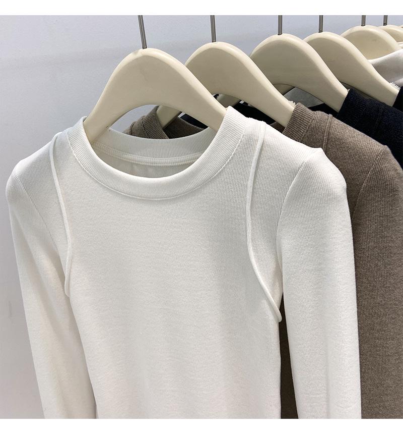 Women's Slim Fit Brushed Cotton Fleece Long Sleeve Base Layer Top for Autumn/Winter