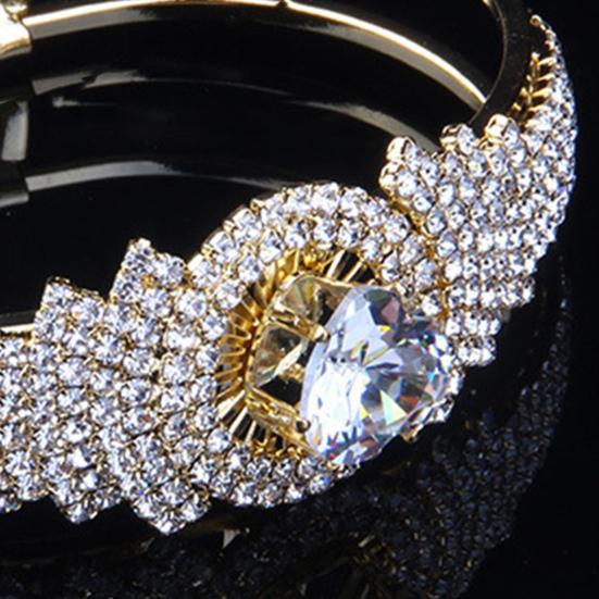 Women Bangle with Buckle Opening Closing Design, Sparkling Cubic Zirconia Bracelet, Formal Wear Wrist Accessory