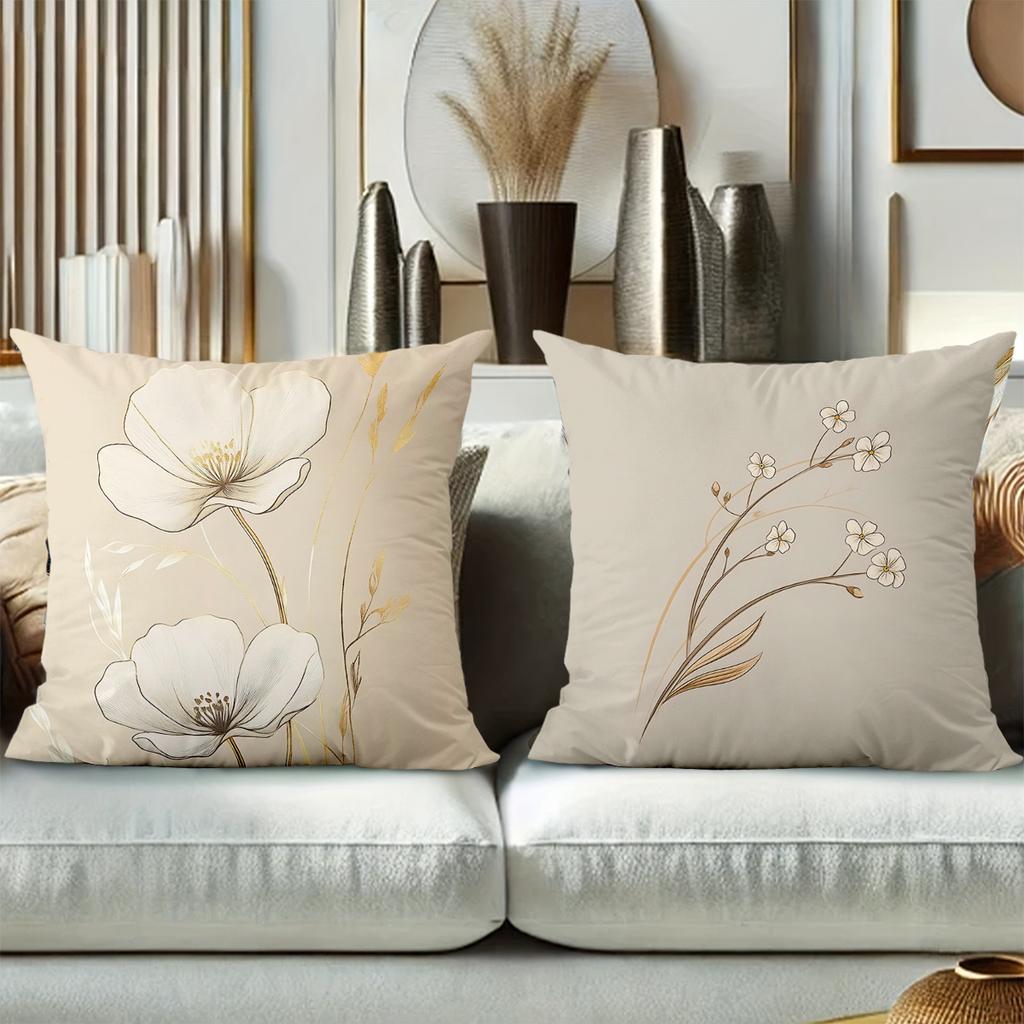 Floral Patterned Throw Pillows for Home Decor Polyester Pillowcase, Sofa Decorative Cushion Cov Headboard Pillow