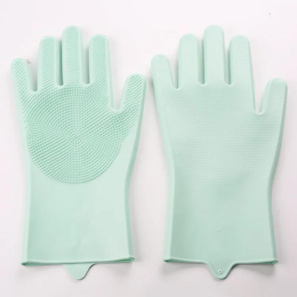Dishwashing Cleaning Gloves Magic Silicone Rubber Dish Washing Gloves for Household Sponge Scrubber Kitchen Cleaning Tools